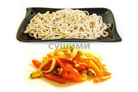Лапша гречневая с морепродуктами